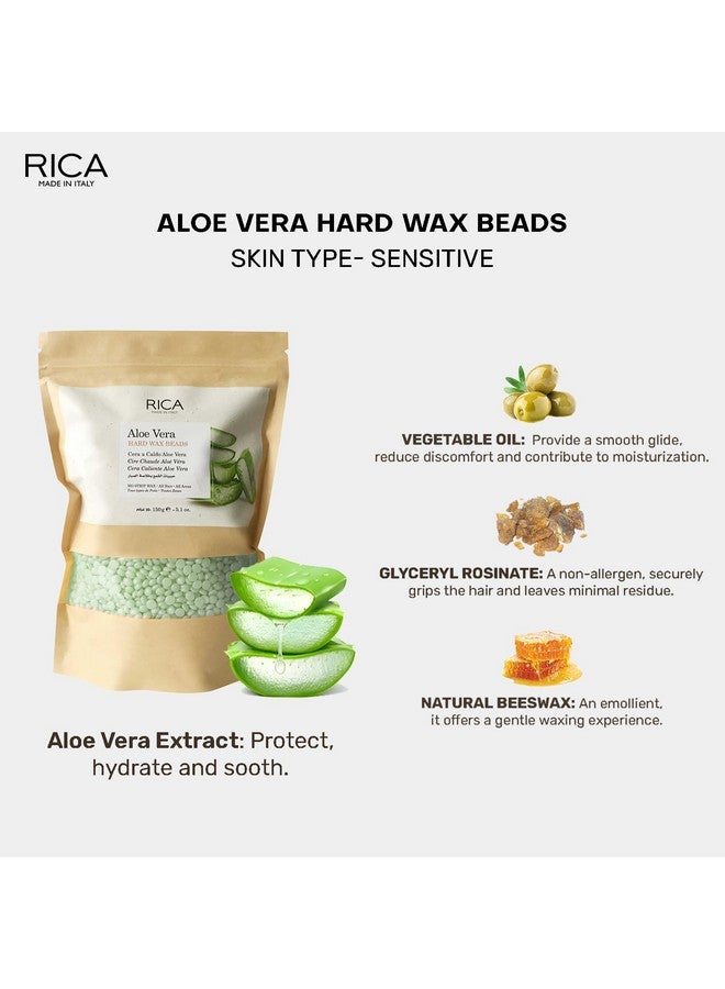 Rica Aloe Vera Beads, Stripless & Painless Hair Removal Hard Wax For Men & Women| Quick & Easy Tan Removal Waxing For Face, Armpit & Bikini Areas| 150 gm, Pack of 1 - Image 2