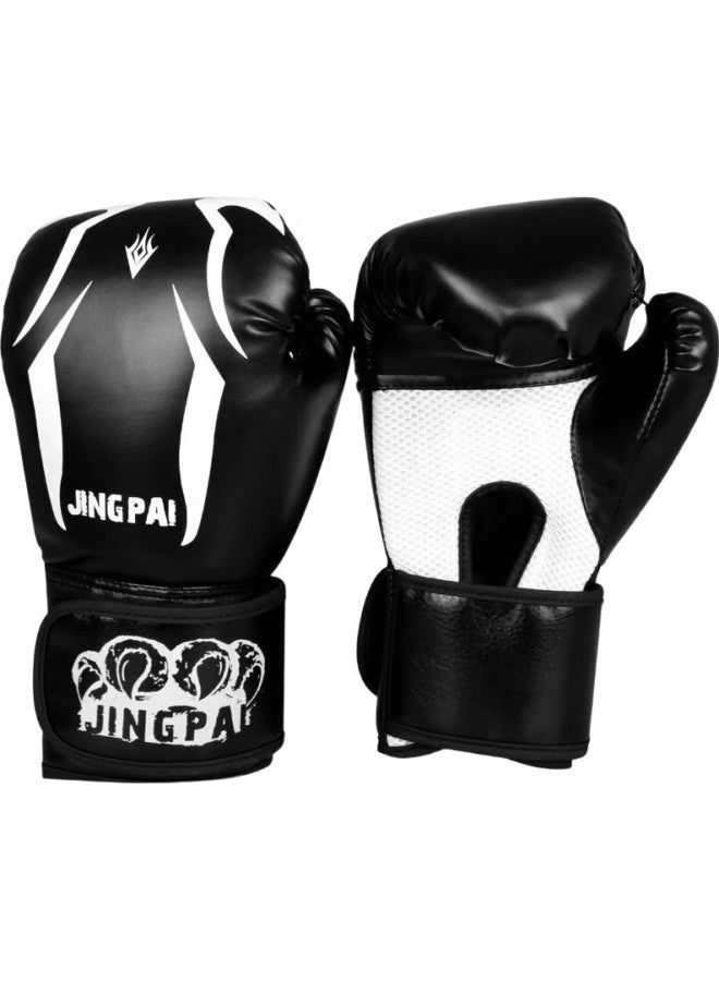 Competing pie Jingpai Adult Boxing Gloves, Sanda Fighting Gloves, Punching Bag Gloves, Muay Thai Training Gloves, Black - Image 1
