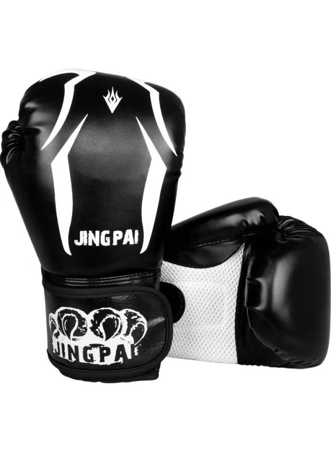 Competing pie Jingpai Adult Boxing Gloves, Sanda Fighting Gloves, Punching Bag Gloves, Muay Thai Training Gloves, Black - Image 3