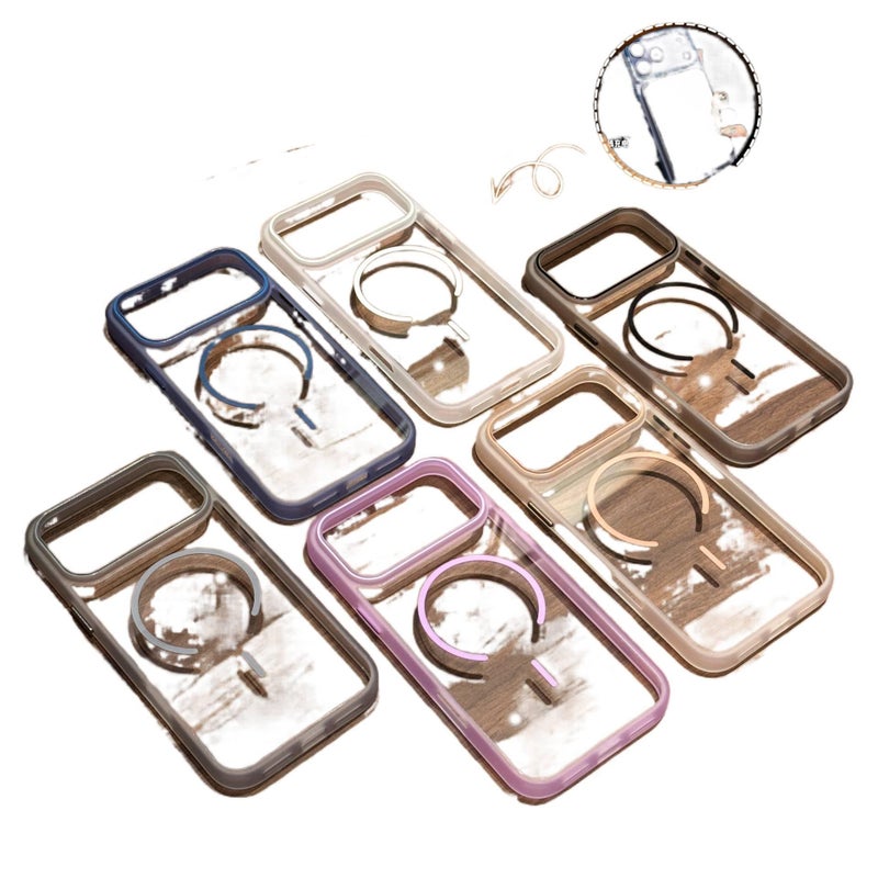 غطاء MagSafe بAcrylic لـ iPhone 17 / 17 Air / 17 Pro / 17 Pro Max مع حماية من السقوط ومغناطيس قوي مع مقاوم للصدمات مع شفافية عالية باللون Desert Gold مغناطيسي من الأكريليك باللون. - Image 2