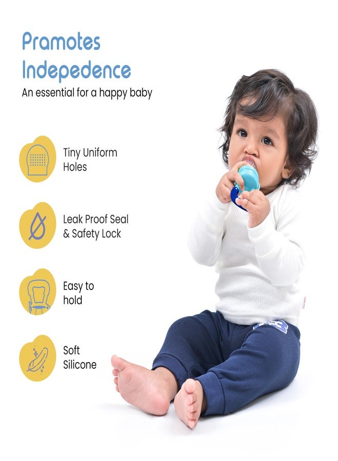 Cherilo طعام/لهاية/مُغذّي للأطفال من شيريلو مصنوع من السيليكون، يُستخدم كأداة لقضم الفاكهة للأطفال من عمر 6 إلى 12 شهرًا، كما يُستخدم كعضاضة للأطفال الرضع، خالٍ من مادة BPA، لون أزرق - Image 5