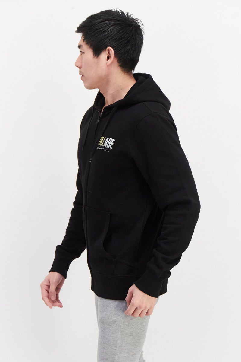 DIFUZED Men Hood With Drawstring Printed Long Sleeve Fleece Sweatshirts, Black - Image 2