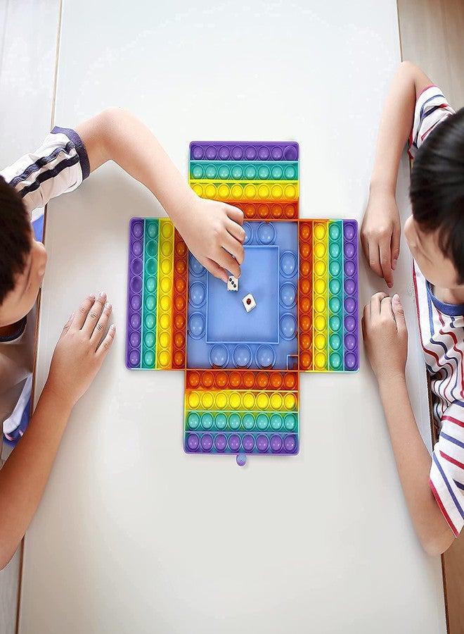 D ETERNAL® Pop It Toy Push Pop Bubble, Chess Ludo Board Bubble Game with 2 Dices 4 Player (Multi) - Image 3