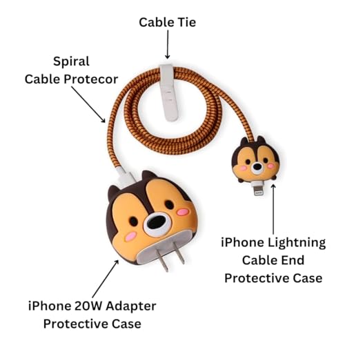 VNJ ACCESSORIES Protective Charger Case for iPhone 18W 20W iPhone 16 15 14 13 12 11 Pro Max Charging Cable Charger Protective Cover Data Cable Protective Sleeve-Dark Brown Squirrel - Image 5