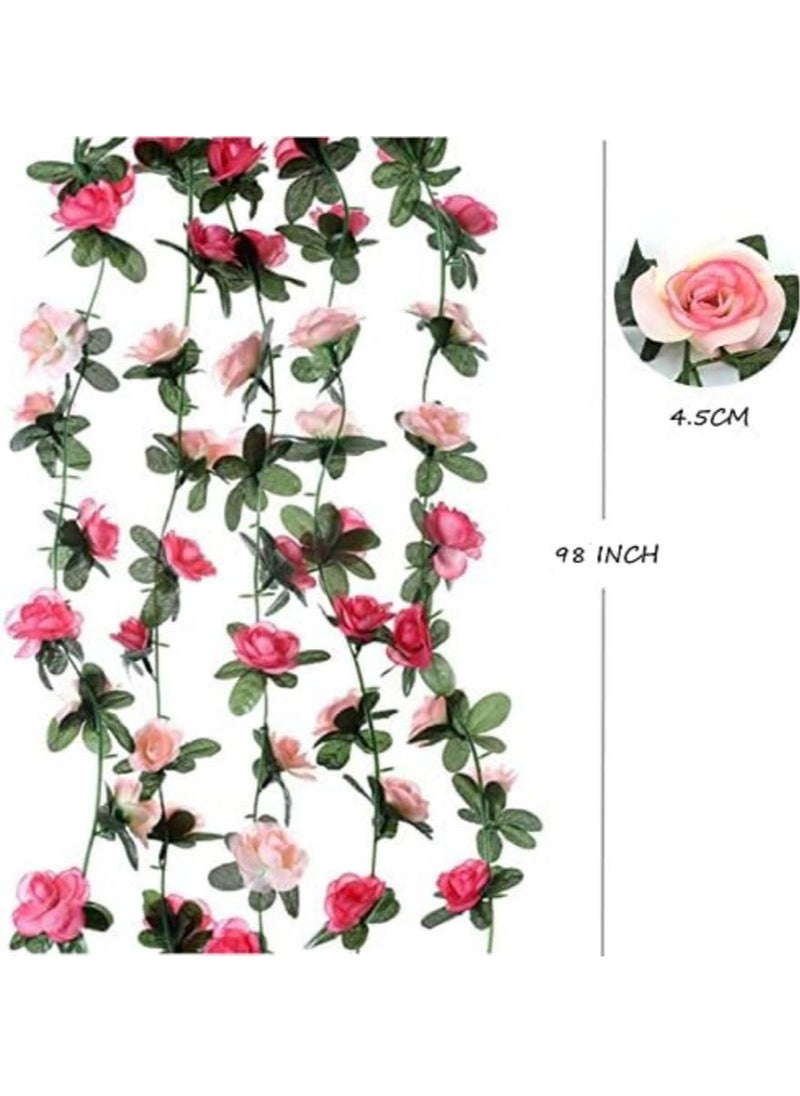 DUNISO Flower Garland Fake Rose Vine Artificial Flower Hanging Rose Ivy Flower Plants Artificial,Home Hotel Office Weddin Party Garden Craft Art Décor 5 Pack  - Image 2