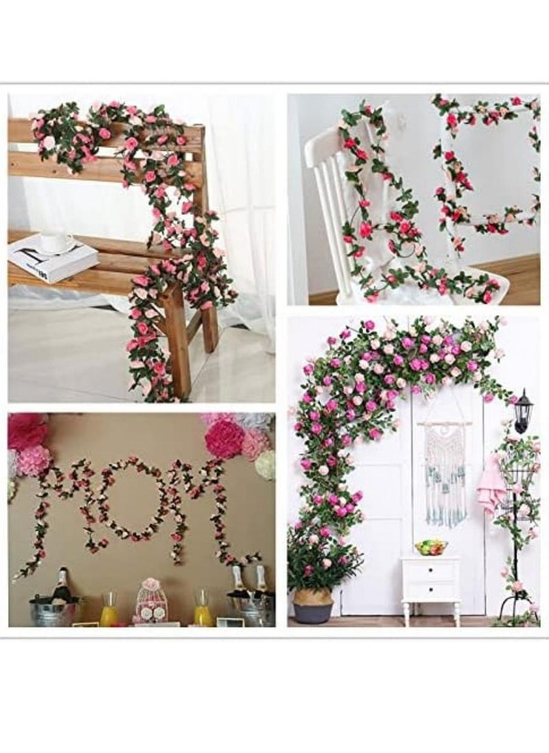DUNISO Flower Garland Fake Rose Vine Artificial Flower Hanging Rose Ivy Flower Plants Artificial,Home Hotel Office Weddin Party Garden Craft Art Décor 5 Pack  - Image 3