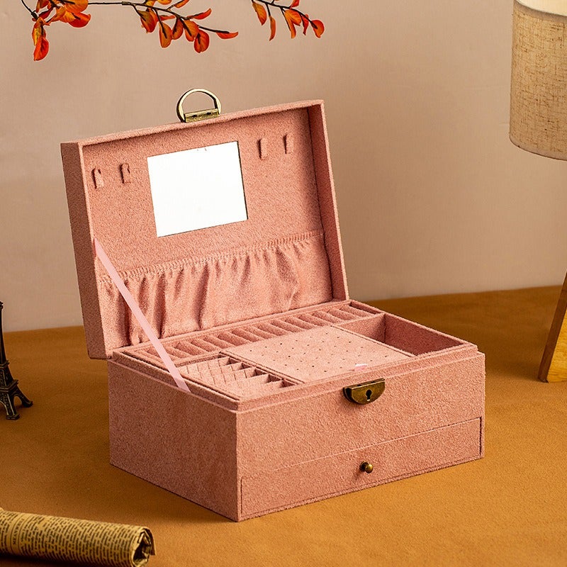 ZHONG GUO ZHI ZAO Three-Layer Large-Capacity Jewelry Storage Box Velvet Retro High-End Jewelry Box Necklace Bracelet Multi-Functional Accessory Box - Image 1