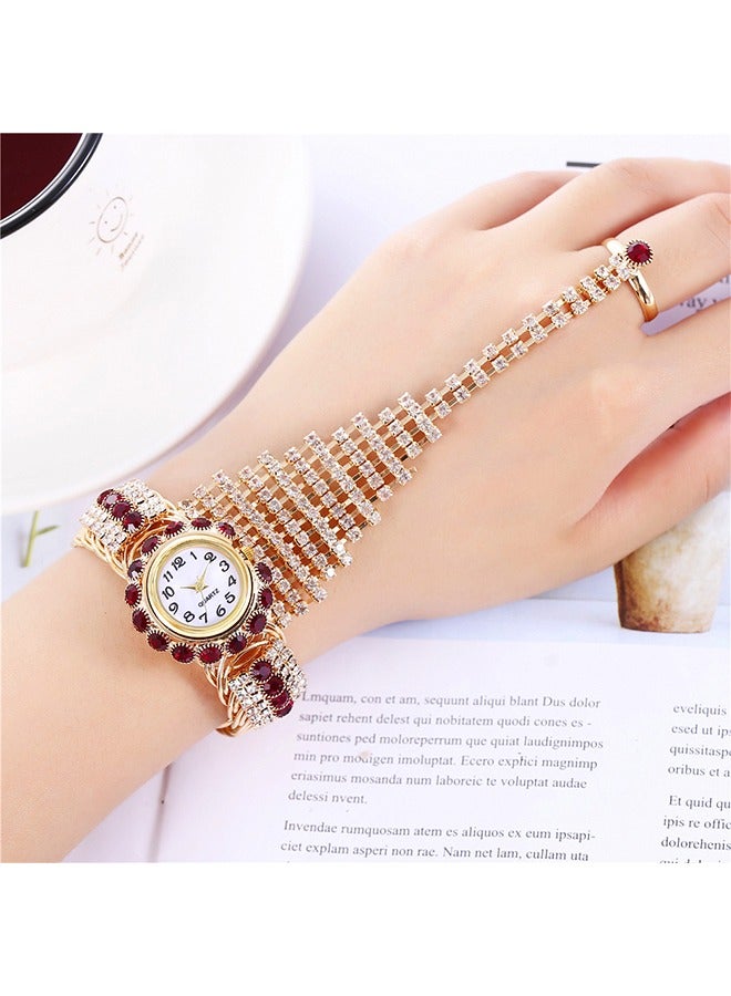 Women's Watches Accessories Bracelets Inlay Diamond Pearl Wrist Watches Wrap Around Bracelet Analog Quartz Dress Wrist Watches Gifts Jewelry ring Set - Image 3