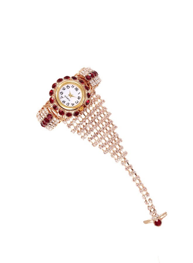 Women's Watches Accessories Bracelets Inlay Diamond Pearl Wrist Watches Wrap Around Bracelet Analog Quartz Dress Wrist Watches Gifts Jewelry ring Set - Image 1