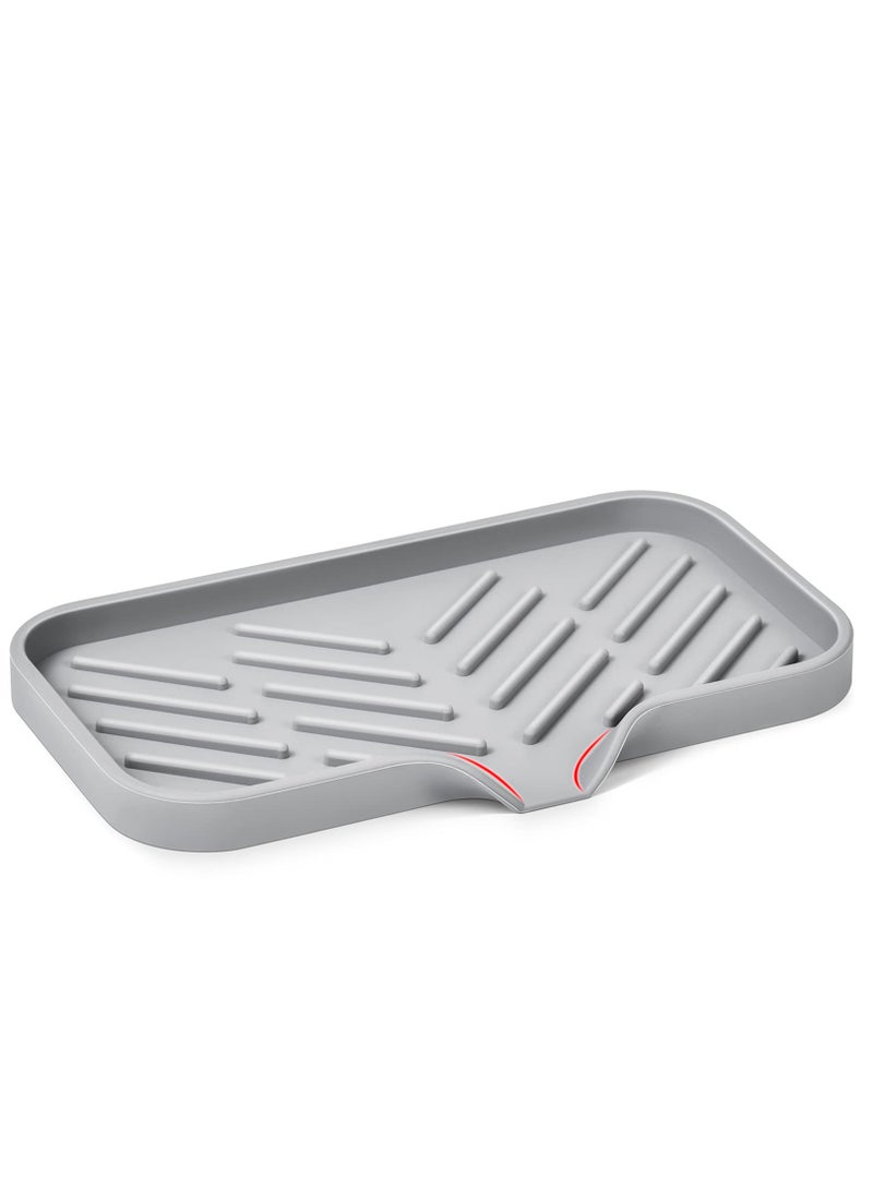 Excefore Silicone Kitchen Soap Tray, Sink Tray for Kitchen Counter, Soap Bottles, Sponge Holder and Organizer with Drain spout - Image 1