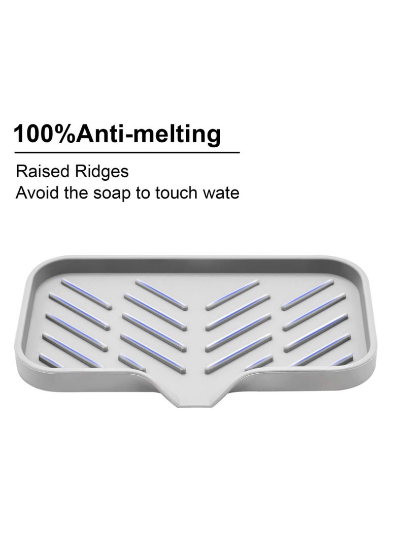 Excefore Silicone Kitchen Soap Tray, Sink Tray for Kitchen Counter, Soap Bottles, Sponge Holder and Organizer with Drain spout - Image 3