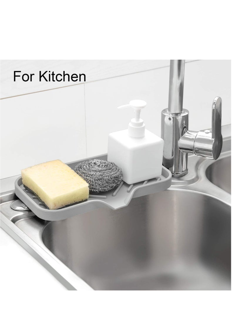 Excefore Silicone Kitchen Soap Tray, Sink Tray for Kitchen Counter, Soap Bottles, Sponge Holder and Organizer with Drain spout - Image 5