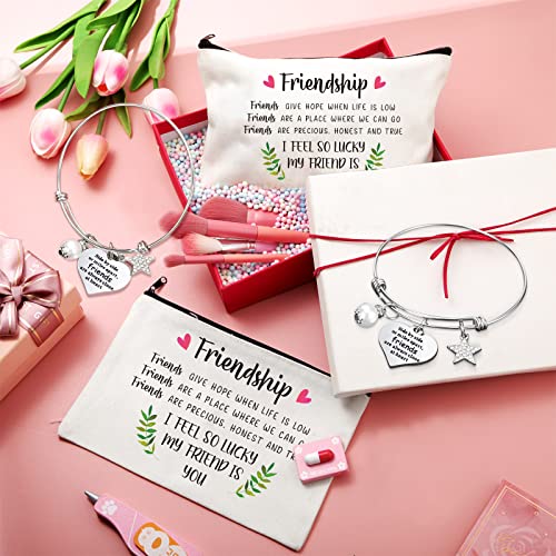 Kenning 12 Pieces Christmas Friends Gifts for Women Friendships Makeup Bag Adjustable Bangle Friendship Bracelet Long Distance Friendship Birthday Gifts for Graduation Family Sister(Classic) - Image 5