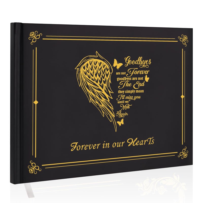 SOITIS Funeral Guest Book for Memorial Service Celebration of Life Decorations Memory Book, Funeral Favors Sign in Book for Funeral Memorial Guests in Loving Memory Forever in My Heart Guestbook - Image 1