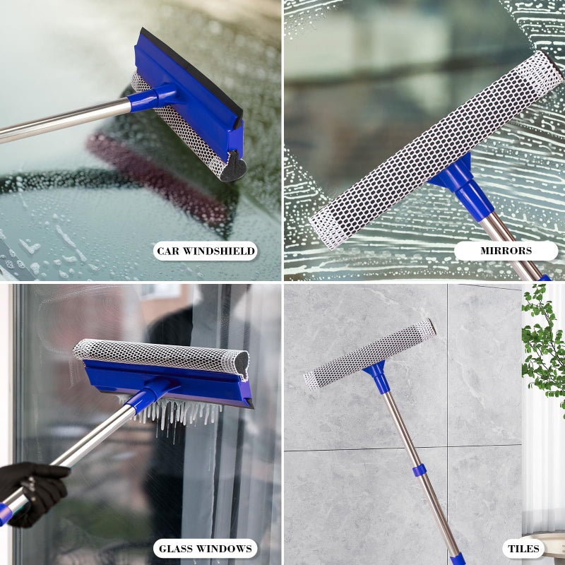 Conliwell 2-in-1 Window Squeegee&Car Squeegee with 15.7"-27.5" Retractable Stainless Steel Handle, Windshield Cleaner Tool for Cars, Trucks, Glass Doors, Shower Glass, Outdoor Windows - Image 3