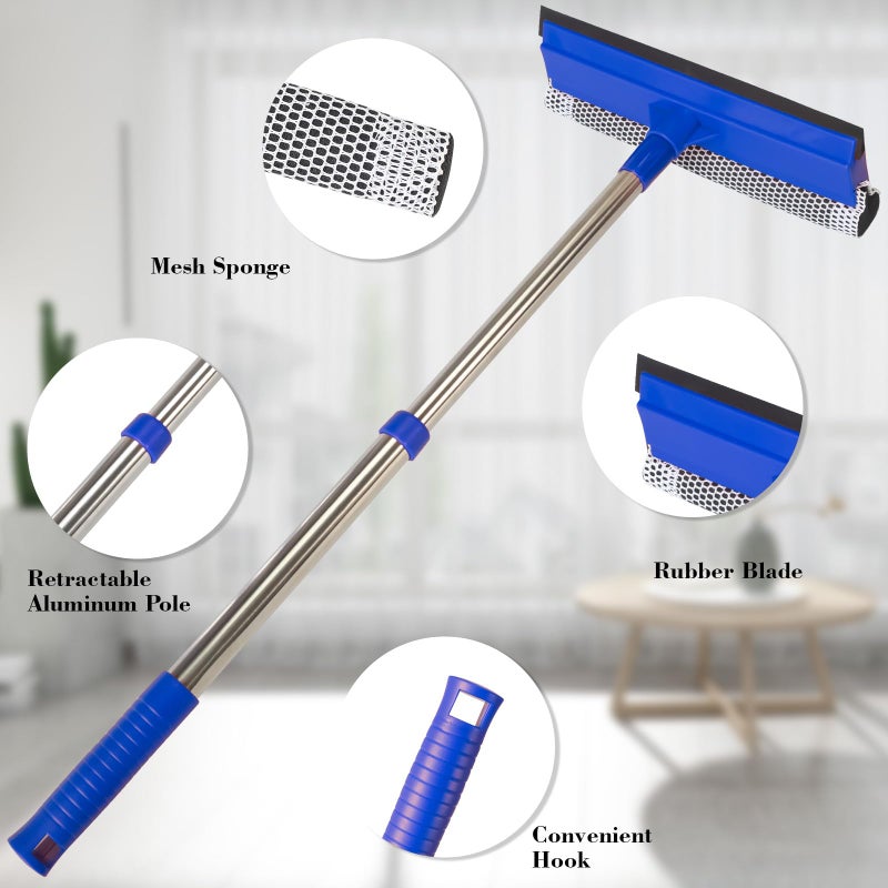 Conliwell 2-in-1 Window Squeegee&Car Squeegee with 15.7"-27.5" Retractable Stainless Steel Handle, Windshield Cleaner Tool for Cars, Trucks, Glass Doors, Shower Glass, Outdoor Windows - Image 2