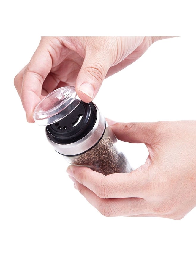 Elemental Kitchen 6-Piece Seasoning Spice Shaker Jar Set with Rack Clear and Silver 80 ml 8769A000  - Image 4