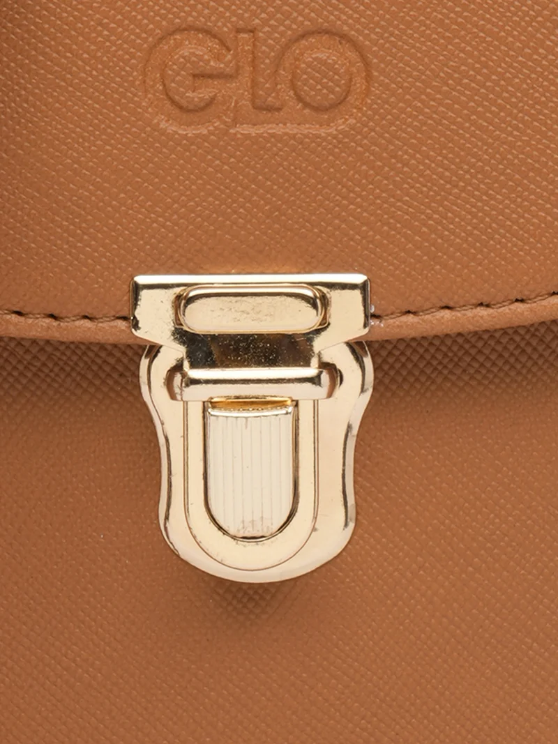 globus Globus Women Tan Vegan Leather Textured Sling Bag With Detachable Strap