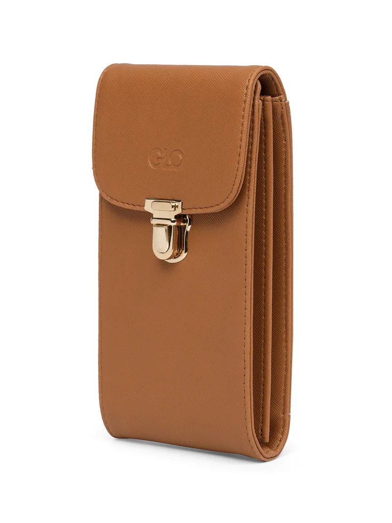 globus Globus Women Tan Vegan Leather Textured Sling Bag With Detachable Strap