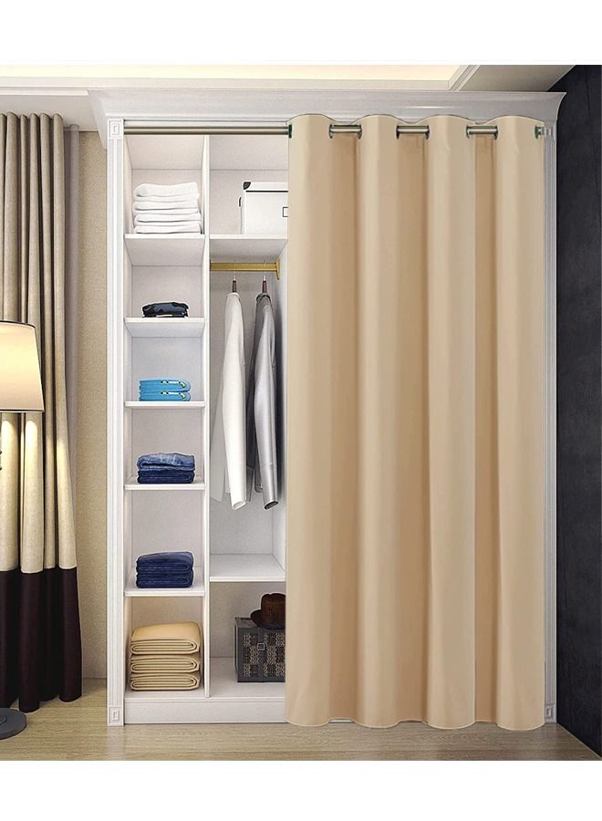 Room Divider Curtain Grommet Thermal Insulated Blackout Curtains for Bedroom Living Room Biscotti Beige 140x243cm