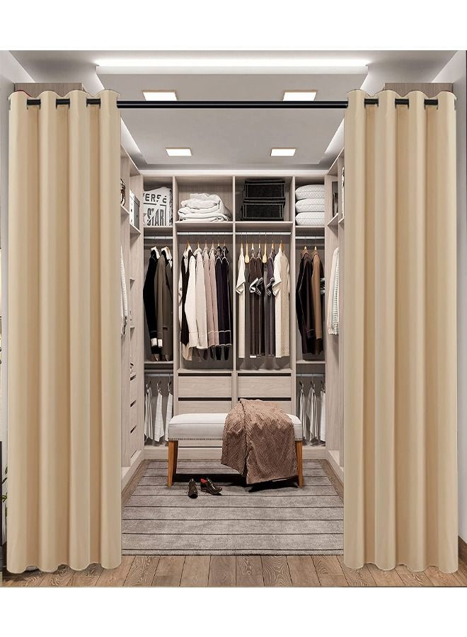 Room Divider Curtain Grommet Thermal Insulated Blackout Curtains for Bedroom Living Room Biscotti Beige 140x243cm