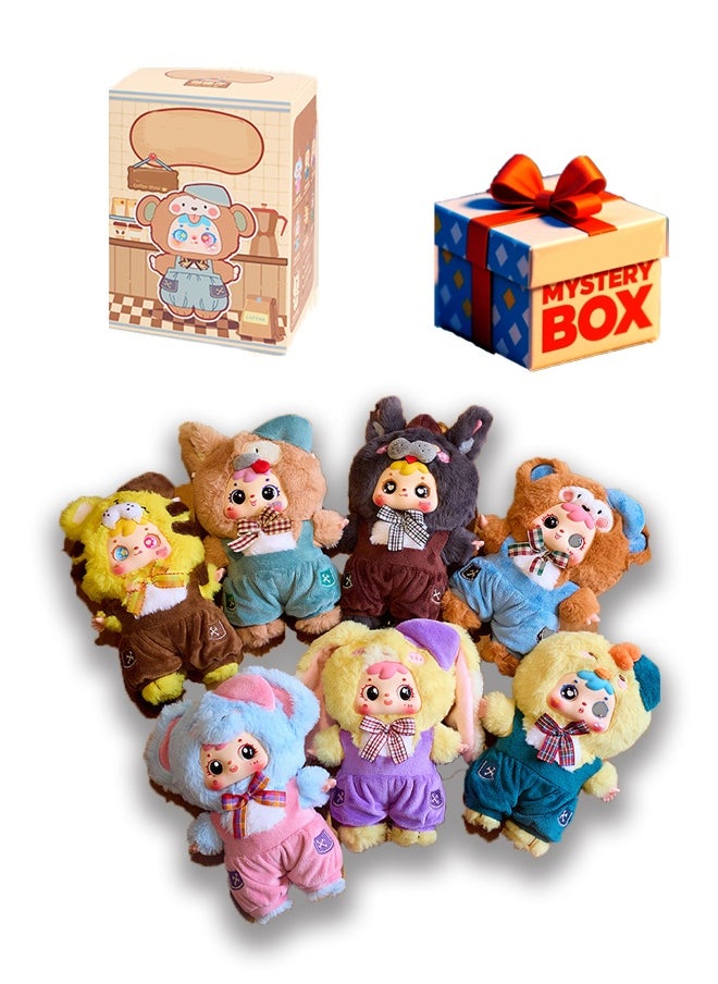 yumee Plush Bear Blind Box - Animal Keychain Surprise (Elephant/Chicken/Rabbit/Monkey/Tiger/Dog/Wolf) Collectible Mini Plush Toys for Office/Home Decor & Gifts  - Image 1