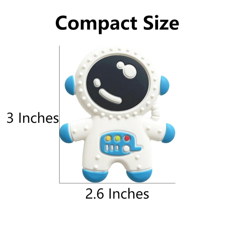 Cuxnoo Baby Teething Spaceman Toy for 3 Months Infants Sucking Food Grade Silicon Astronaut Styling Teether BPA Free Blue - Image 2