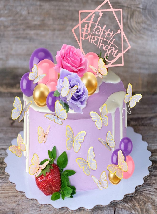 Berlune 65 Pcs Mini Balloon Cake Toppers Pink Purple Cake Balls Decorations Flowers Butterflies Happy Birthday Decorations for Baby Shower Birthday Party Supplies - Image 4