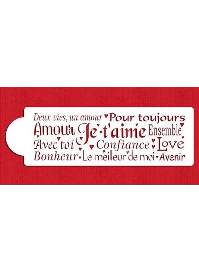 Designer Stencils French Words of Love Cake Stencil Side by Designer Stencils - Image 3