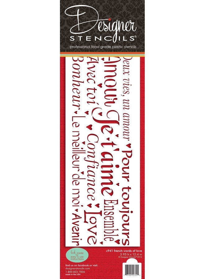 Designer Stencils French Words of Love Cake Stencil Side by Designer Stencils - Image 1