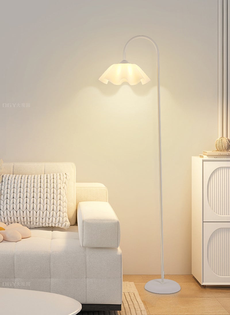 Ins Style 3-Color Flower Lampshade Floor Lamp, Living Room Sofa Bedroom Bedside Lamp Vertical Floor Lamp