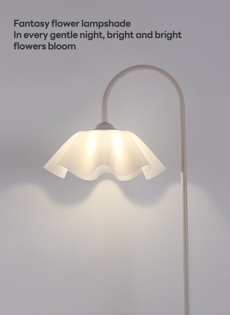 Ins Style 3-Color Flower Lampshade Floor Lamp, Living Room Sofa Bedroom Bedside Lamp Vertical Floor Lamp