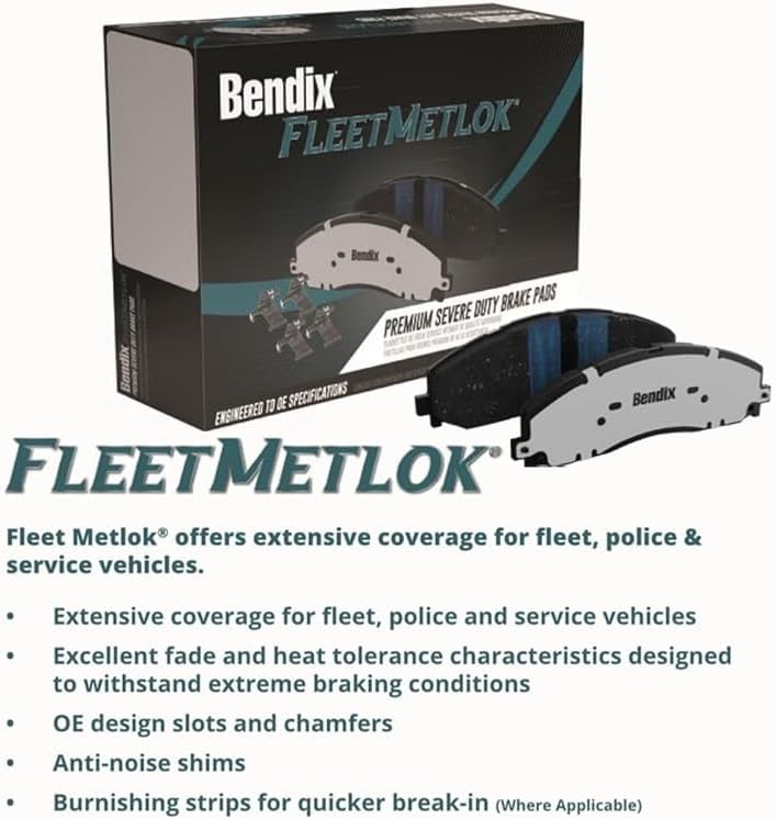Bendix وسادات فرامل أمامية شبه معدنية فليت ميتلوك PBD2407 لطرازات مختارة من كاديلاك CT5، إسكاليد، إسكاليد ESV، شيفروليه سيلفرادو 1500، سوبربان، تاهو، GMC سييرا 1500، يوكون، يوكون XL - Image 2