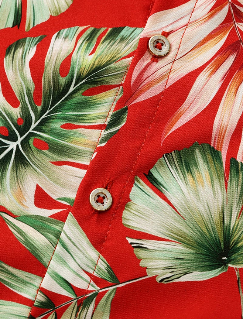 KYKU Novelty Hawaiian Shirt for Men Summer Floral Shirt Button Down Red - Image 2