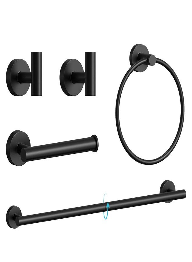 BATHLAVISH Bathroom Hardware Accessories Set 5 Pieces Matte Black 26" SUS 304 Stainless Steel Bath Towel Holder Bar Set Towel Rack Combination Wall Mounted for Kitchen, Laundry, Bedroom - Image 1