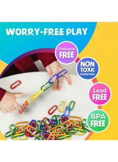 Skoolzy 120 Pcs Plastic Chain Links For Kindergarten, Link And C Clips For Kindergarten Math Games, Classroom Must Haves And Fine Motor Toys, Links For Fine Motor Skills & Kindergarten Manipulatives  - Image 5