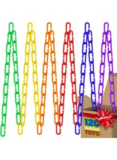 Skoolzy 120 Pcs Plastic Chain Links For Kindergarten, Link And C Clips For Kindergarten Math Games, Classroom Must Haves And Fine Motor Toys, Links For Fine Motor Skills & Kindergarten Manipulatives  - Image 1