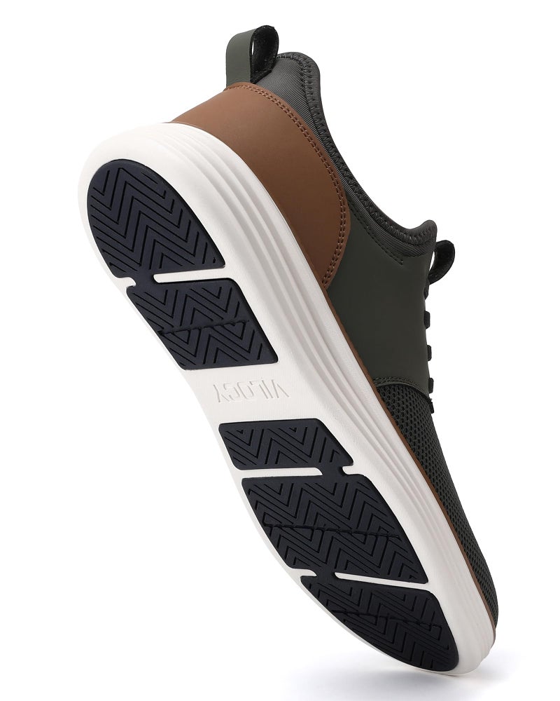 VILOCY Mens Slip On Casual Dress Shoes Hands Free Laceless Fashion Sneakers Comfortable Mesh Tennis Walking Shoes Army Green,EU41 - Image 2