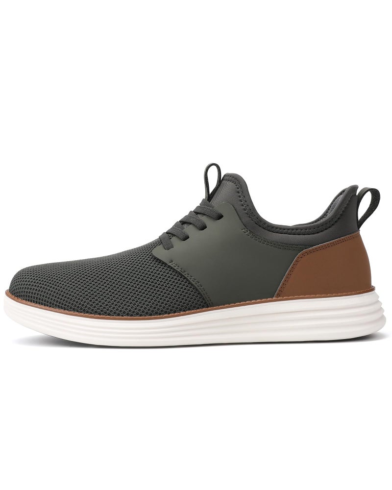 VILOCY Mens Slip On Casual Dress Shoes Hands Free Laceless Fashion Sneakers Comfortable Mesh Tennis Walking Shoes Army Green,EU41 - Image 3