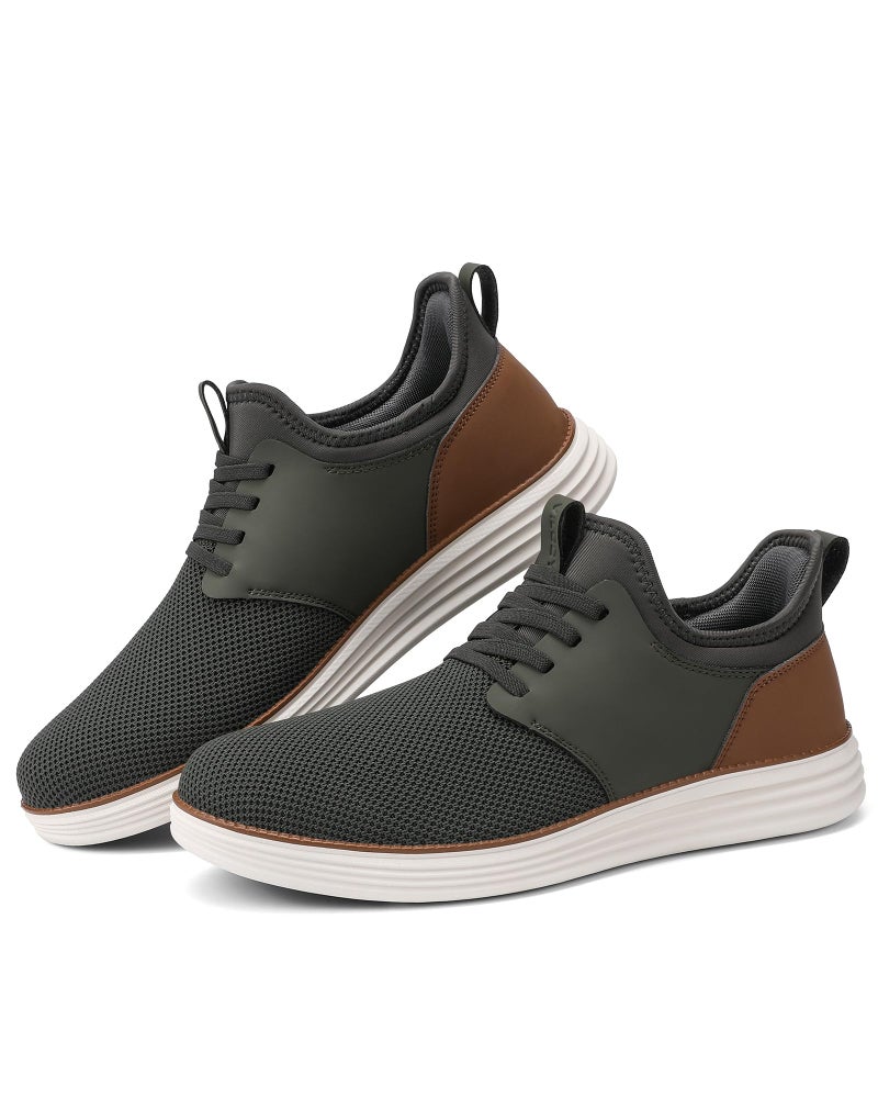 VILOCY Mens Slip On Casual Dress Shoes Hands Free Laceless Fashion Sneakers Comfortable Mesh Tennis Walking Shoes Army Green,EU41 - Image 4