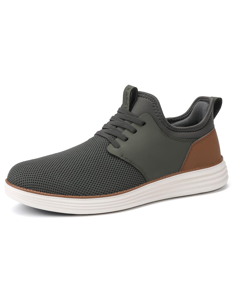 VILOCY Mens Slip On Casual Dress Shoes Hands Free Laceless Fashion Sneakers Comfortable Mesh Tennis Walking Shoes Army Green,EU41 - Image 5