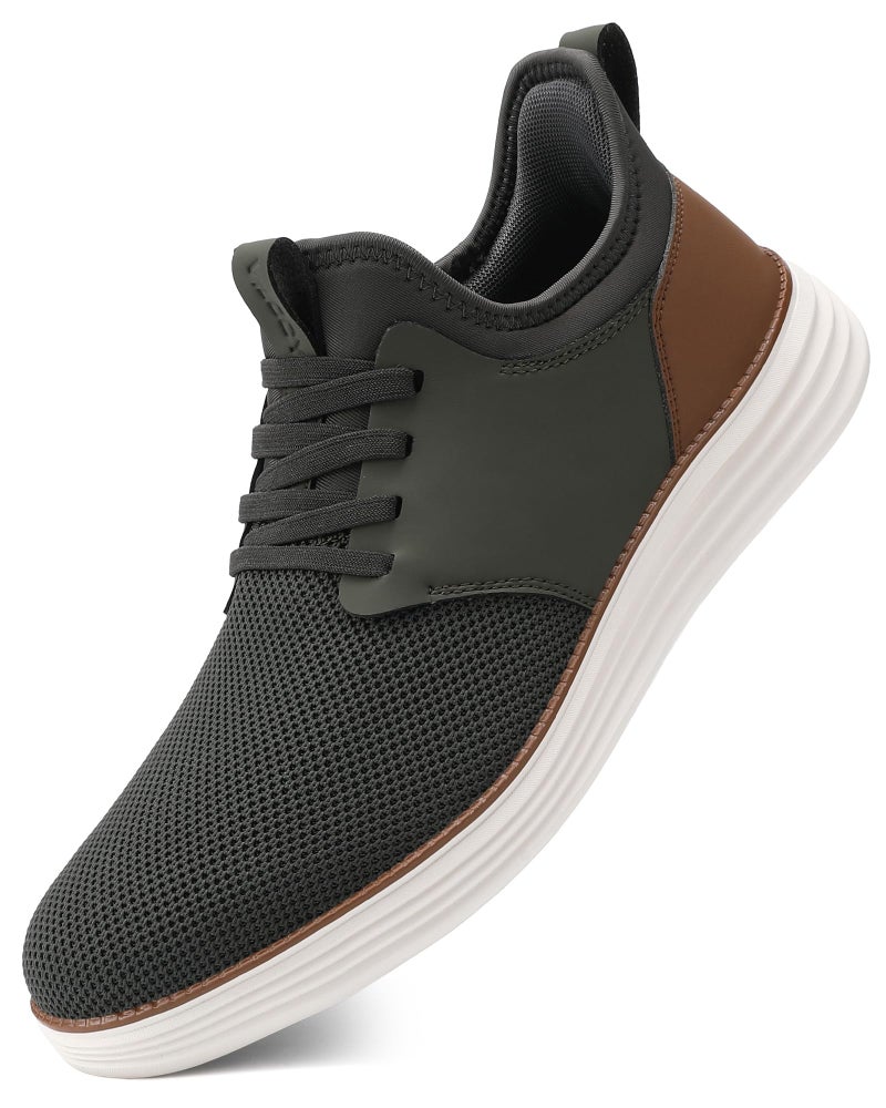VILOCY Mens Slip On Casual Dress Shoes Hands Free Laceless Fashion Sneakers Comfortable Mesh Tennis Walking Shoes Army Green,EU41 - Image 1