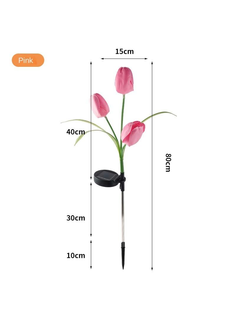 1 PCS Solar Outdoor Lights Courtyard Decorative Waterproof Tulip Lights Garden Villa Plug-in Lawn Lights Outdoor Plug-in Lights Pink - Image 1