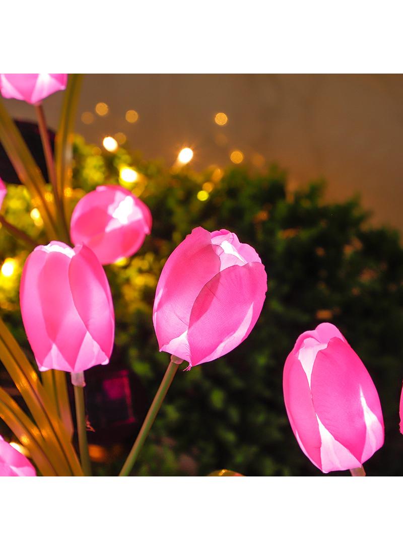 1 PCS Solar Outdoor Lights Courtyard Decorative Waterproof Tulip Lights Garden Villa Plug-in Lawn Lights Outdoor Plug-in Lights Pink - Image 2