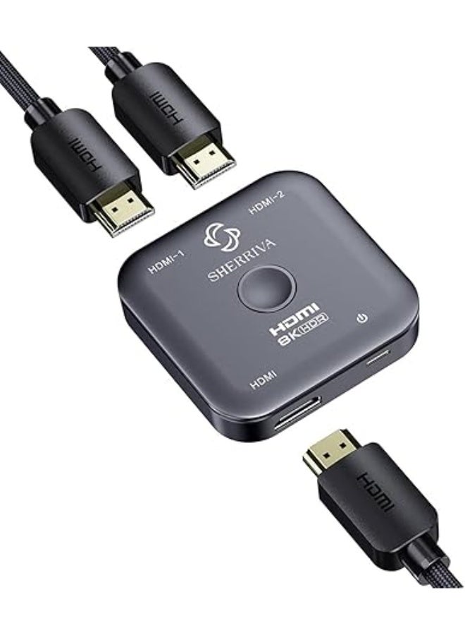 SHERRIVA 10K 8K HDMI Switch – 2 in 1 Out, Bi-Directional HDMI Splitter Switcher, 8K@60Hz, 4K@240Hz, Compatible with PS5, PS4, Xbox, Fire Stick, Apple TV, Projector - Image 1