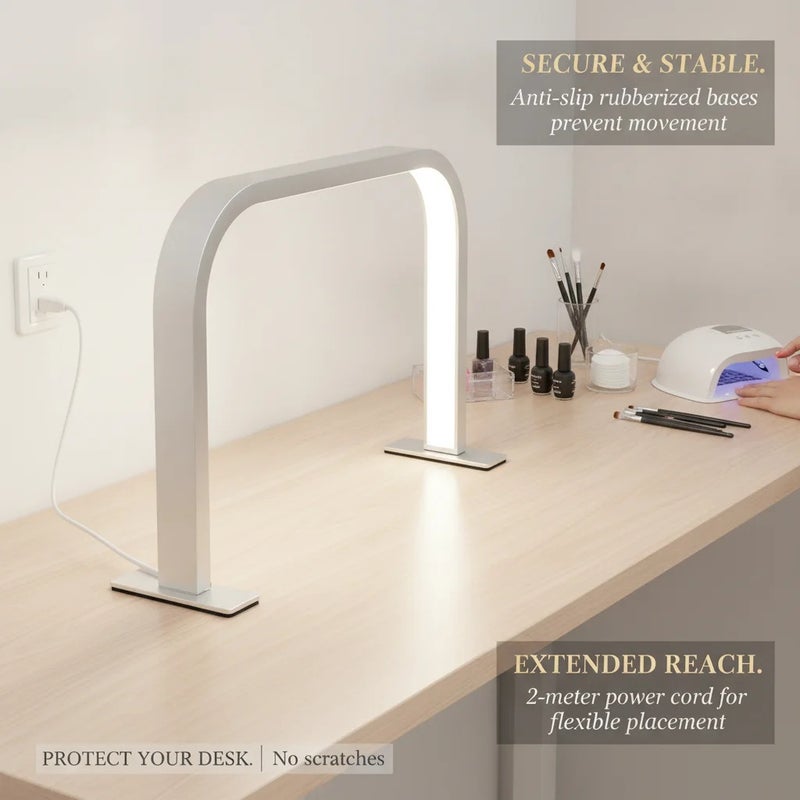 LED Nail Desk Lamp 36W, Adjustable 10-Level Brightness & 3000-6000K Color Temperature, High CRI 1600LM Table Light for Manicure Eyelash Extension Tattoo, Silver - Image 3