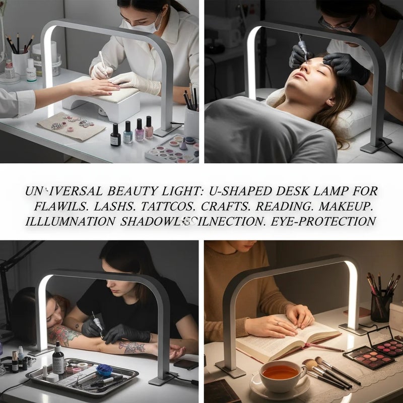 LED Nail Desk Lamp 36W, Adjustable 10-Level Brightness & 3000-6000K Color Temperature, High CRI 1600LM Table Light for Manicure Eyelash Extension Tattoo, Silver - Image 2