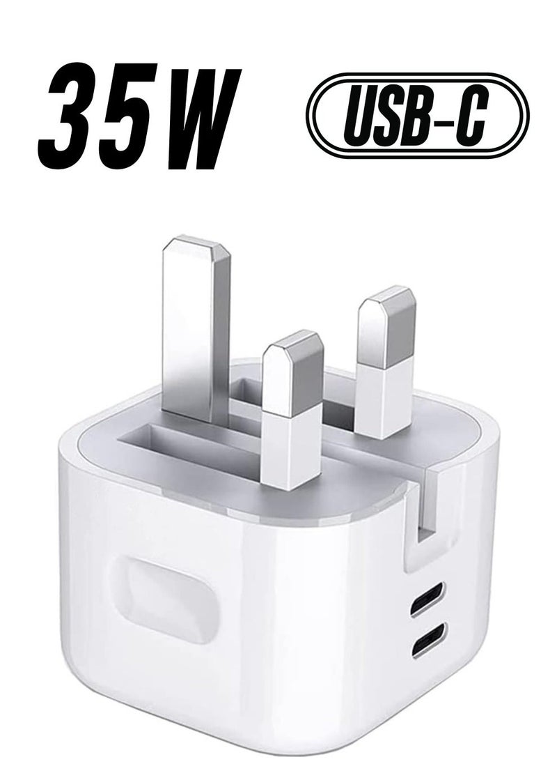 For Nothing Phone 2 / Nothing Phone 1 Charger, 35W Dual Port USB C + USB C Charger Plug, Type C PD Adapter Travel GaN Fast Charger Power Adapter Foldable Phone Charger Plug