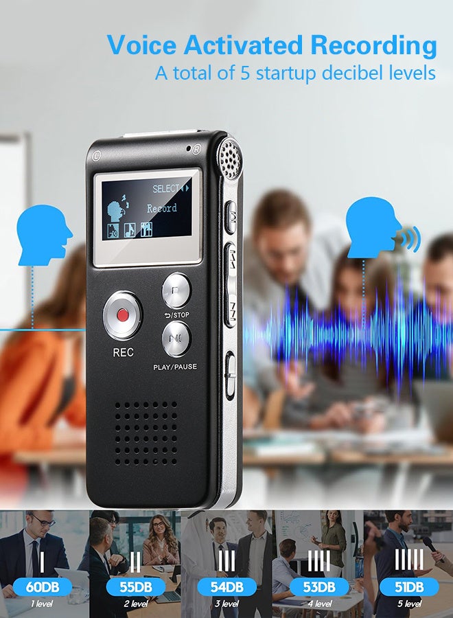 128GB Digital Voice Recorder Mini Audio Recording Device with Playback for Lectures Meetings, Dictaphone with Noise Reduction - Image 4