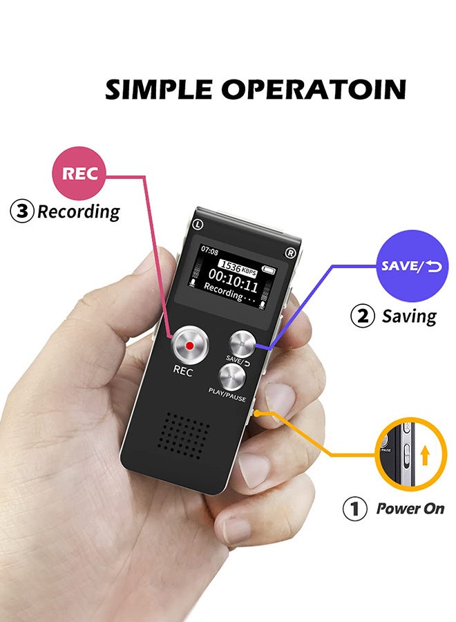 128GB Digital Voice Recorder Mini Audio Recording Device with Playback for Lectures Meetings, Dictaphone with Noise Reduction - Image 5